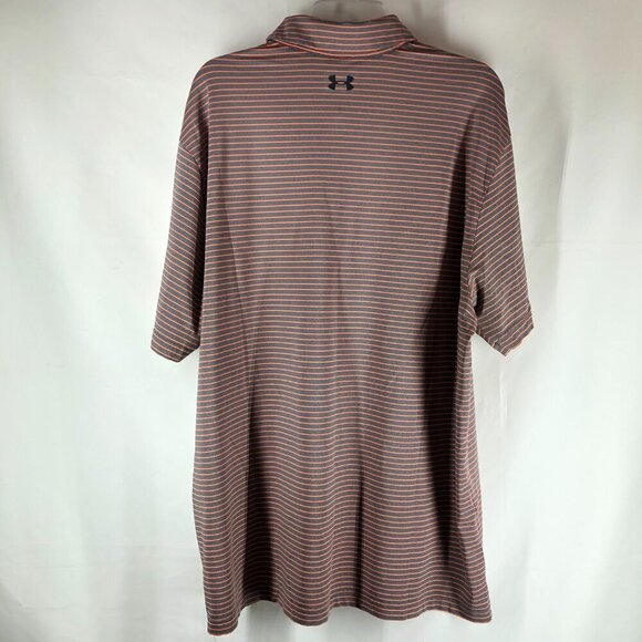 Under Armour Heat Gear Loose Gray And Orange Polo Shirt Size 2XL - Picture 2 of 5